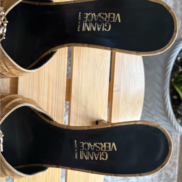 Versace Brown Croc-Embossed Mules with Gold Detail - Picture 12 of 12